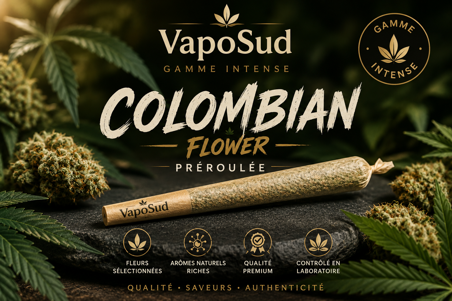 Cône Pré-Roulé 1g 100 % Fleur Colombian Gamme Intense